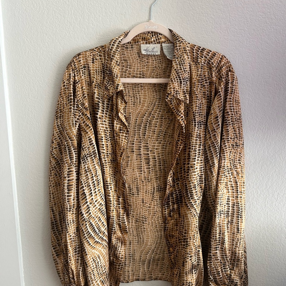 Brown Snake Print Blouse Vintage